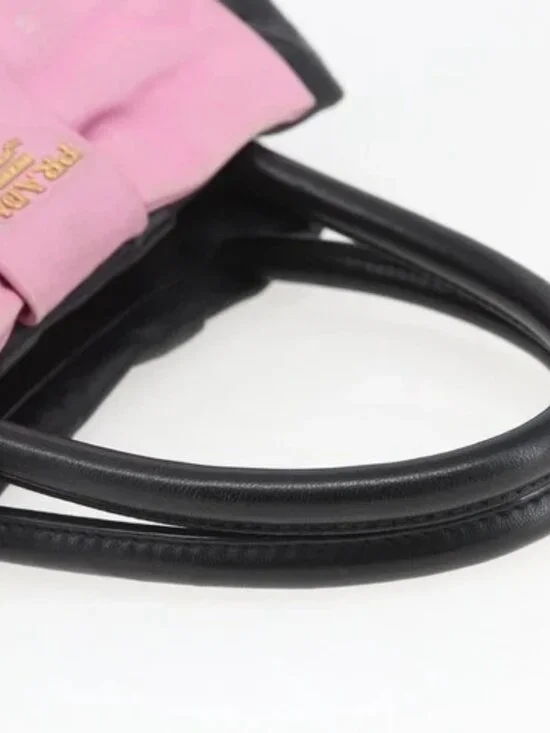 PRADA Hand Bag Leather Black Gold Auth 168382 - Picture 7 of 16